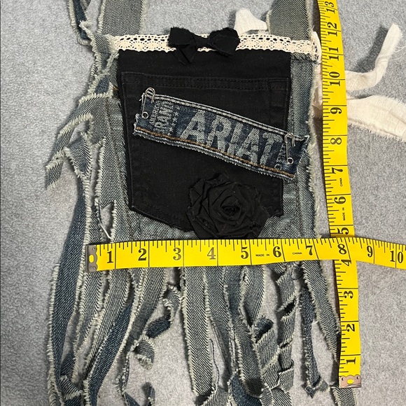 Boho Crossbody Denim Pouch Bag Shabby Cottagecore Pocket Fringe Fairy Festival - Picture 9 of 11